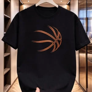 Men's Black Cotton Printed Basketball Graphic T-Shirt Summer Sale
