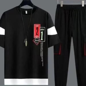 Men Graphic Track Suit White Black Medium to XL