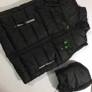 Men's Black Sleeveless Parachute Puffer Jacket Medium to XL